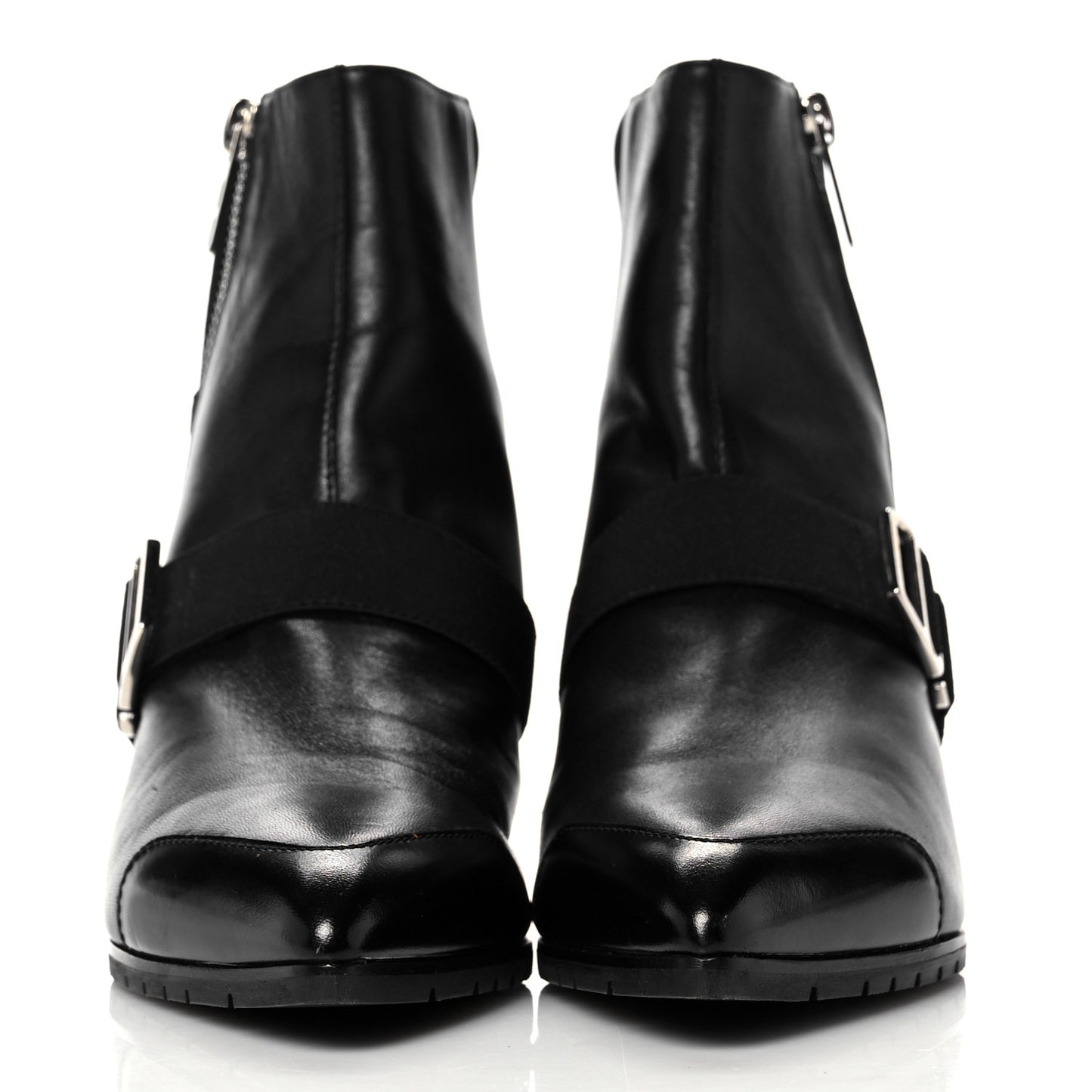 Tuscan Calfskin Technical Canvas Shocky Ankle Boots 36 Black