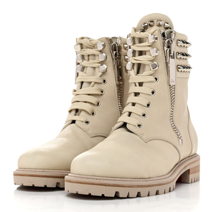 Christian Louboutin Calfskin Winter Spikes Combat Boots 38.5 White 4 of 8