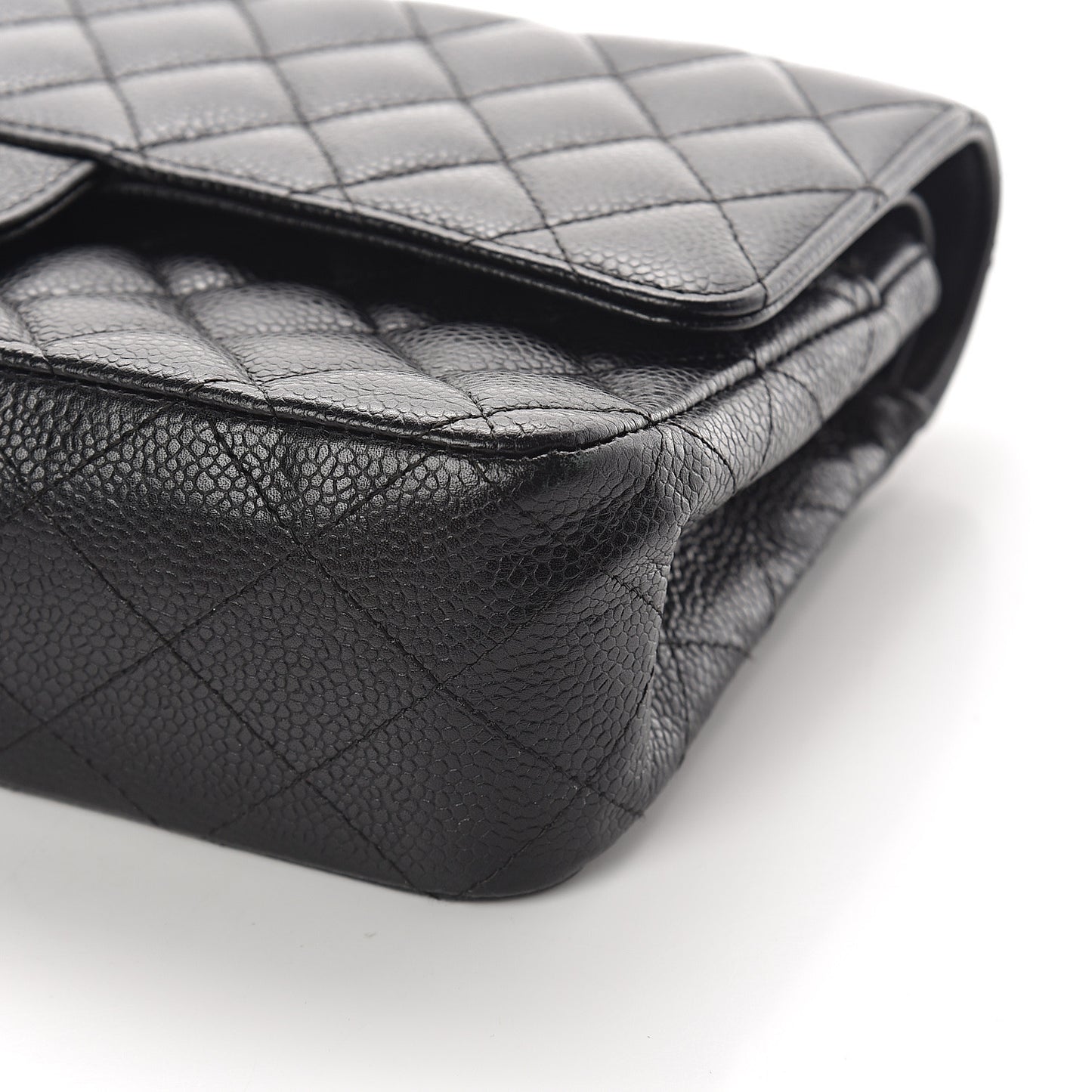Caviar Quilted Medium Double Flap Black
