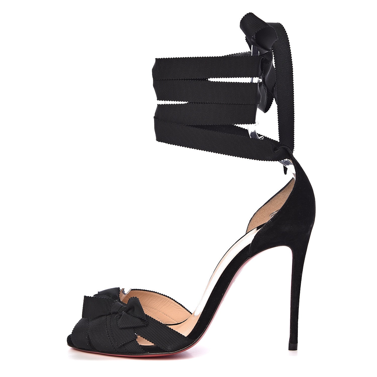 Christian Louboutin Grosgrain Suede Christeriva 100 Sandals 36.5 Black 1 of 13