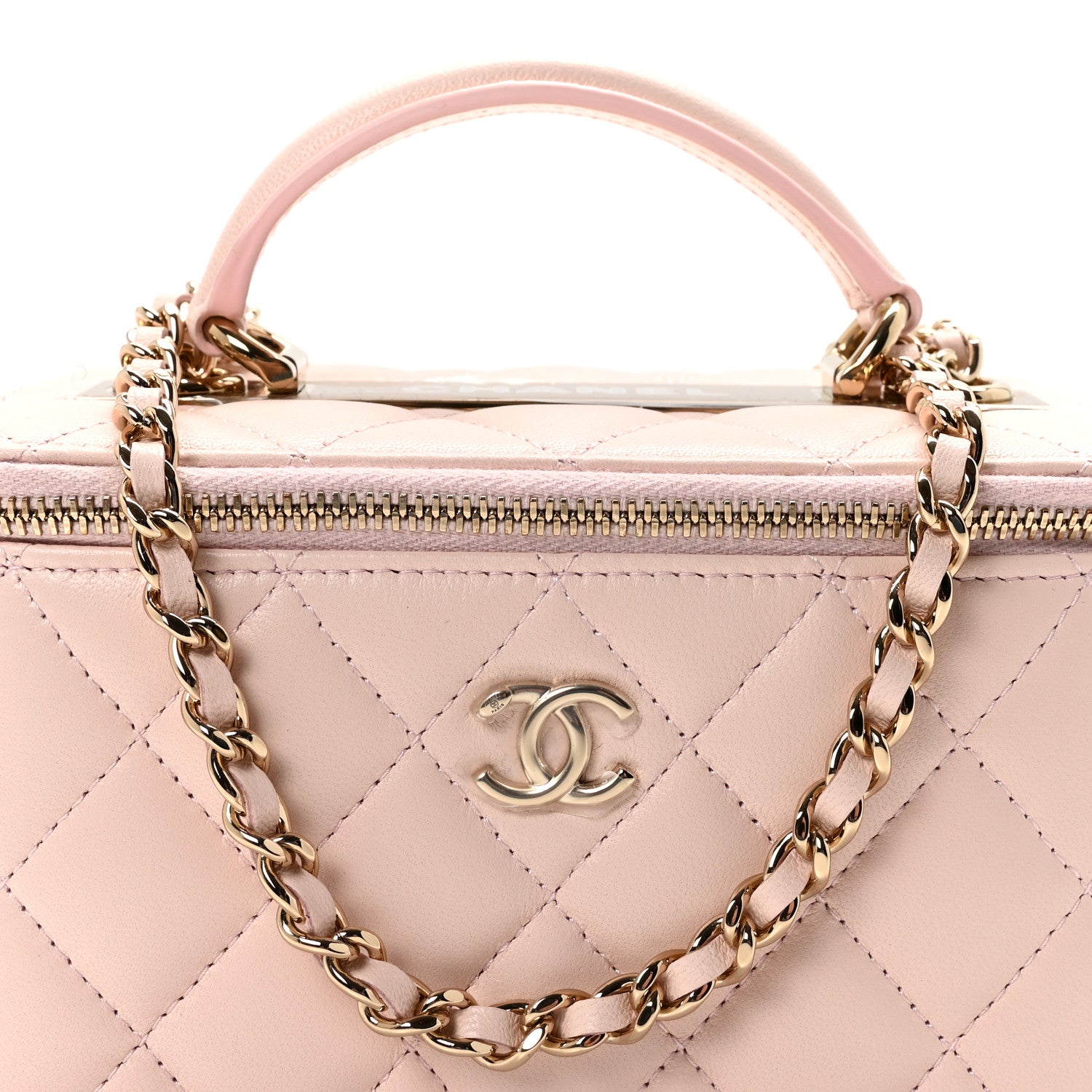 Chanel Lambskin Quilted Trendy Small Top Handle Vanity Case With Chain Light Pink 8 of 11