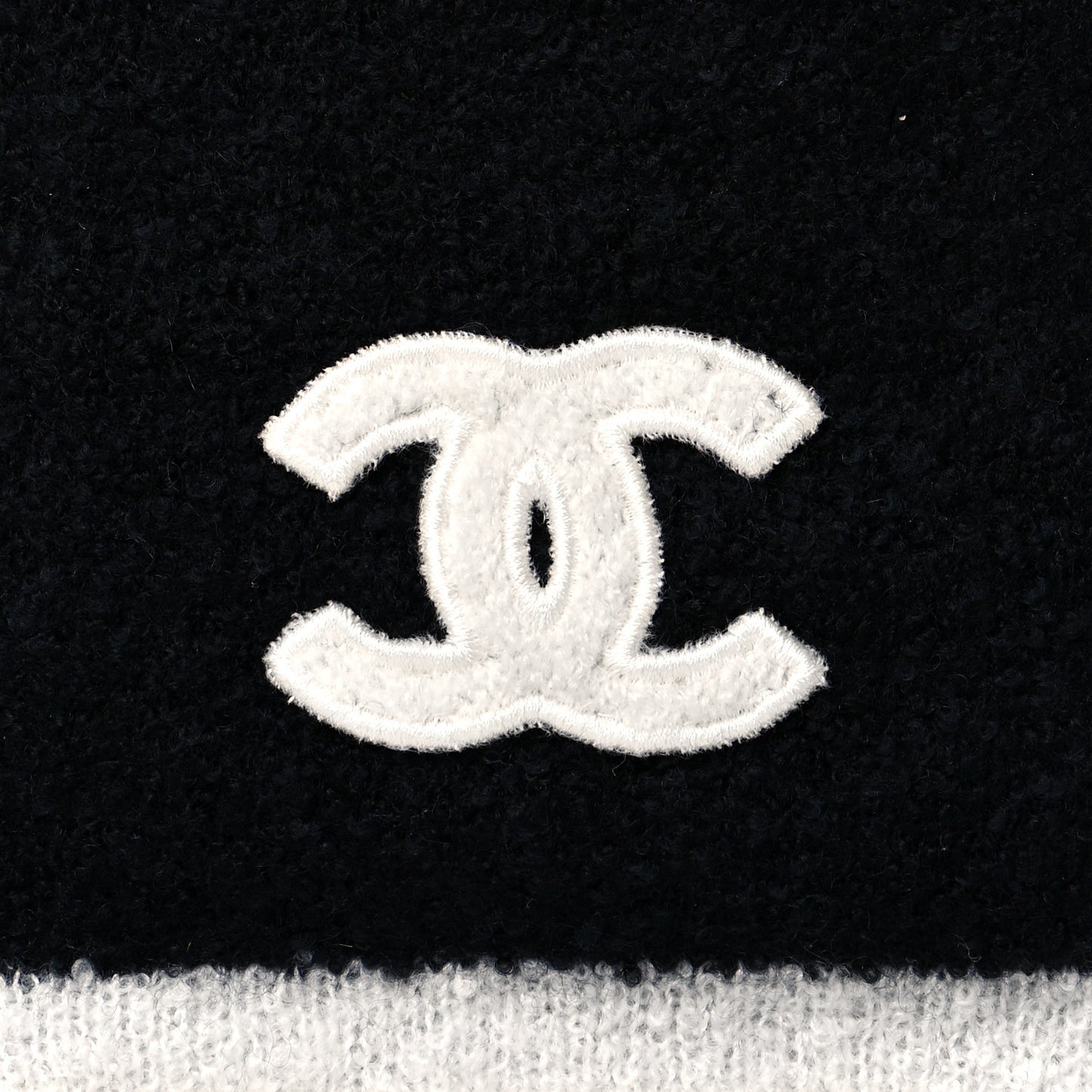 Cashmere Blend CC Beanie Hat Black White
