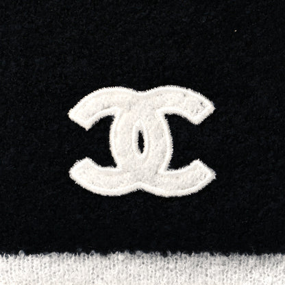 Chanel Cashmere Blend CC Beanie Hat Black White 5 of 6