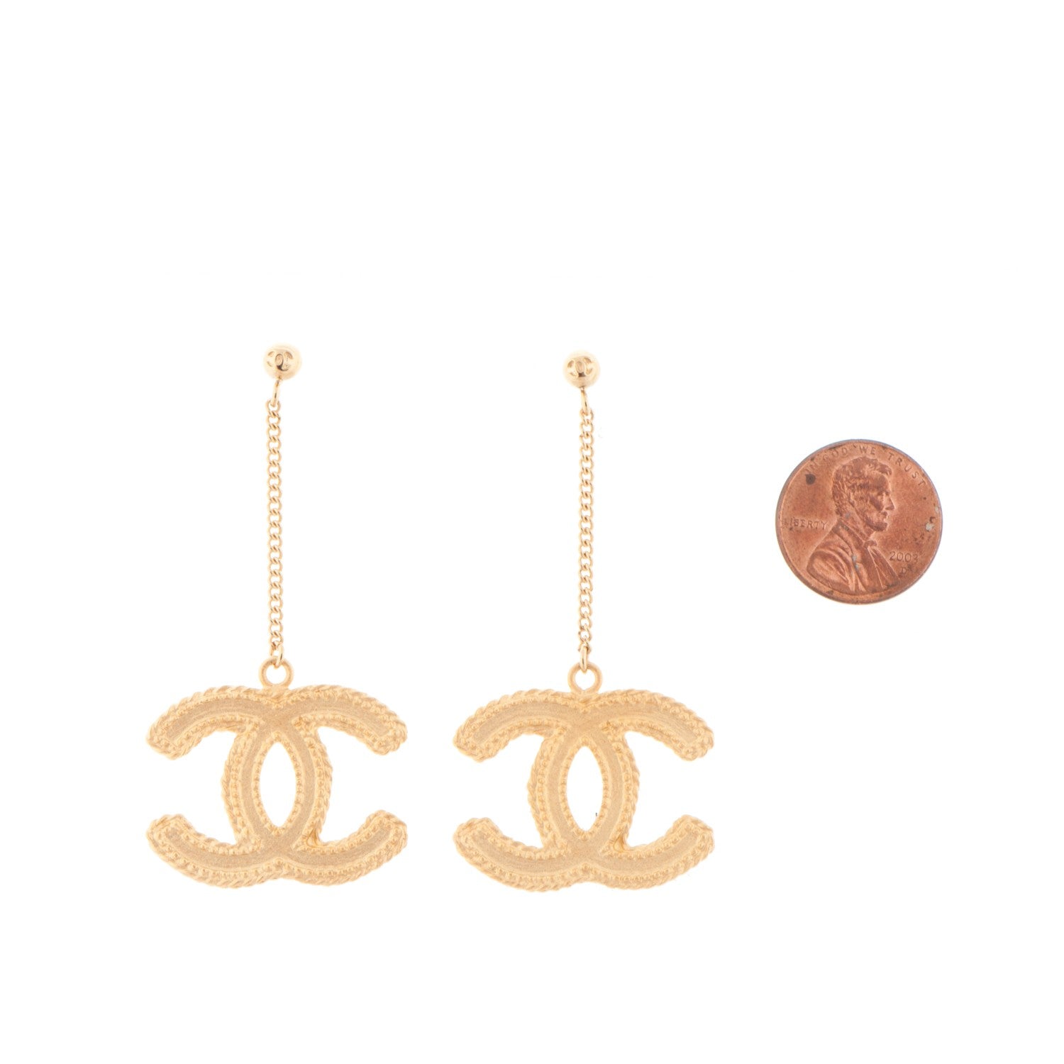 Chanel CC Drop Earrings Gold 2 of 4