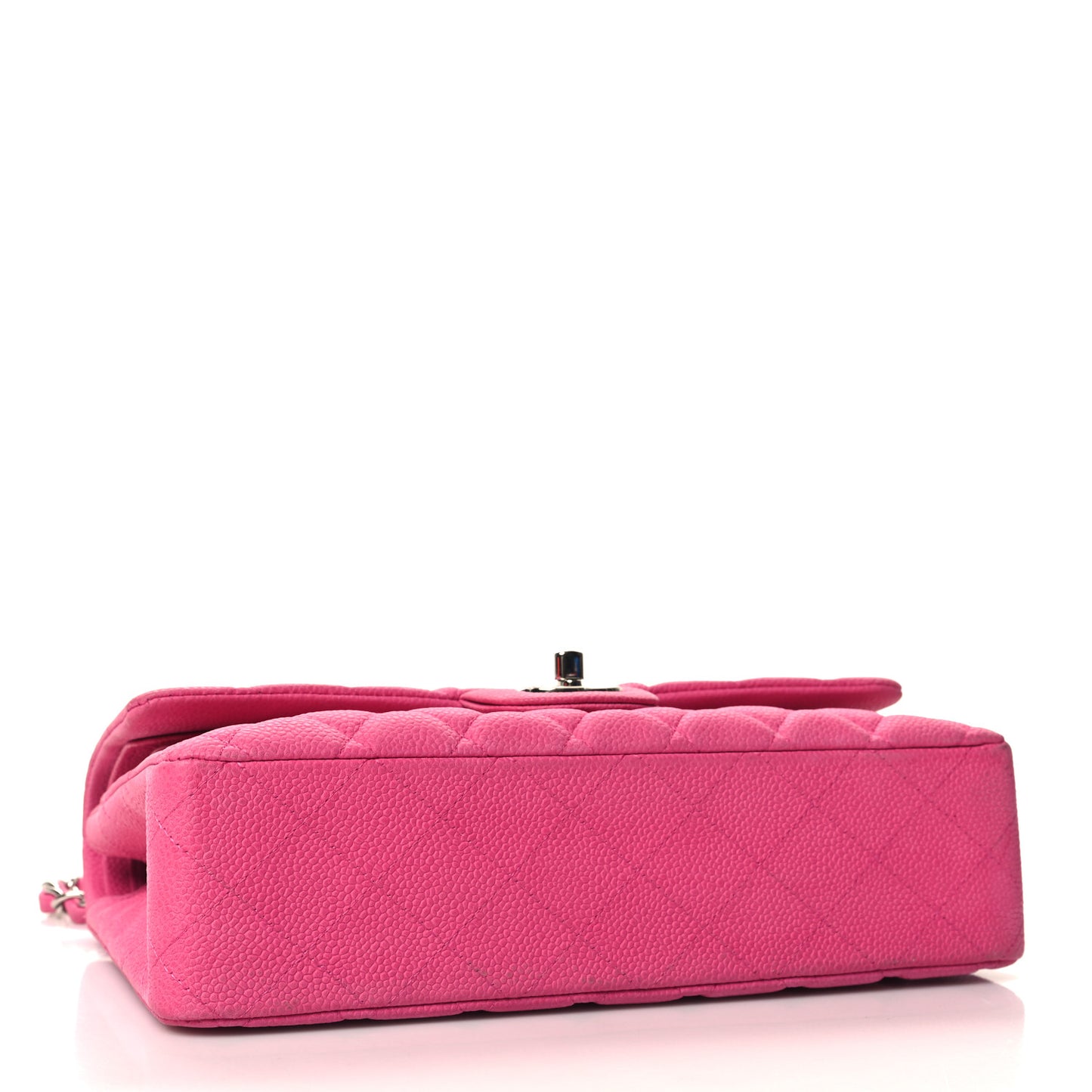 Iridescent Caviar Quilted Medium Double Flap Pink