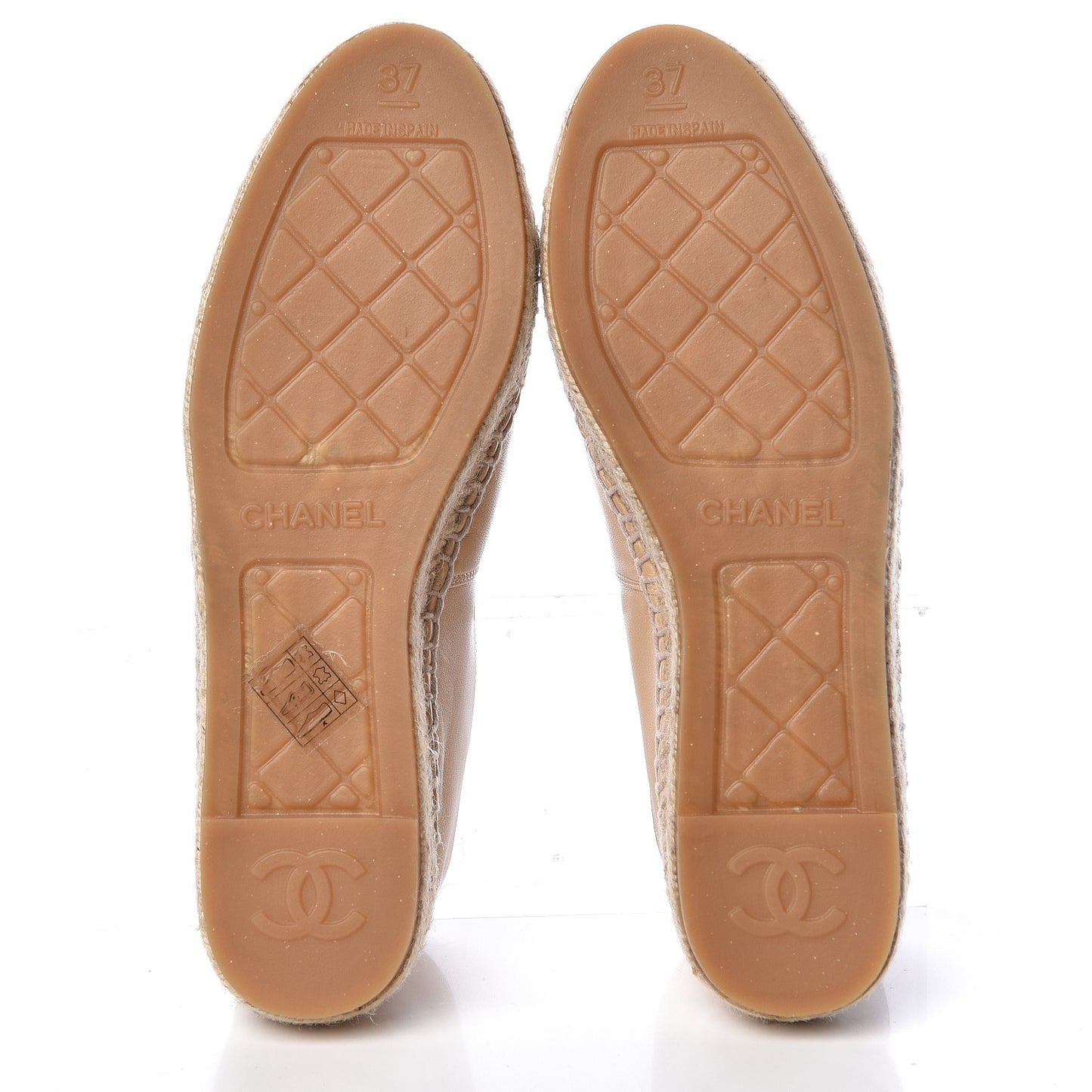 Lambskin CC Espadrilles 37 Beige Black