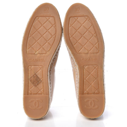 Chanel Lambskin CC Espadrilles 37 Beige Black 10 of 11