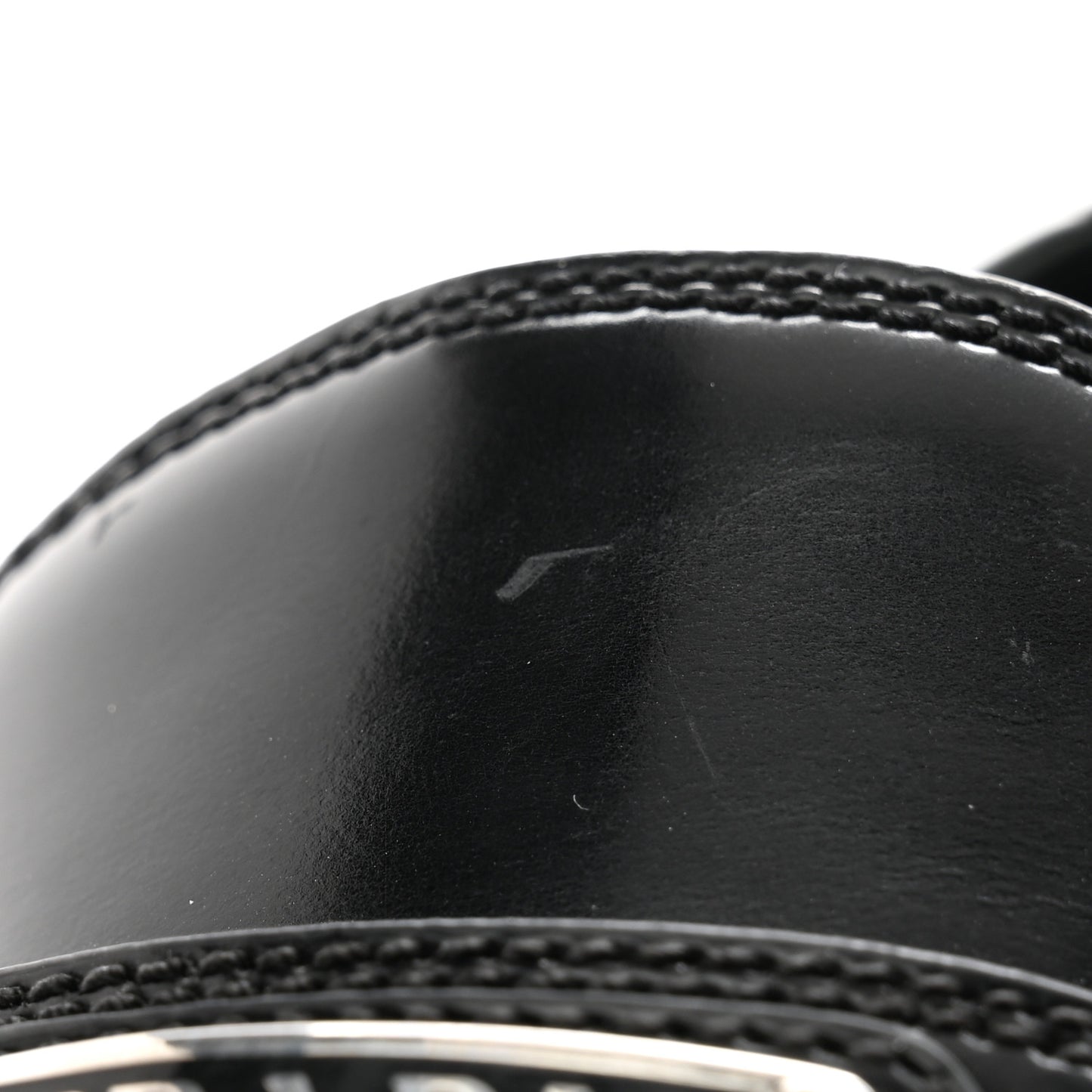 Spazzolato Metal Triangle Logo 50mm Loafers 38.5 Black