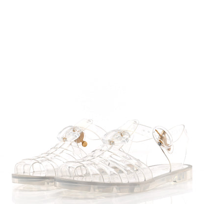 Gucci Shiny Rubber Double G Buckle Strap Sandals 36 Transparent 3 of 10