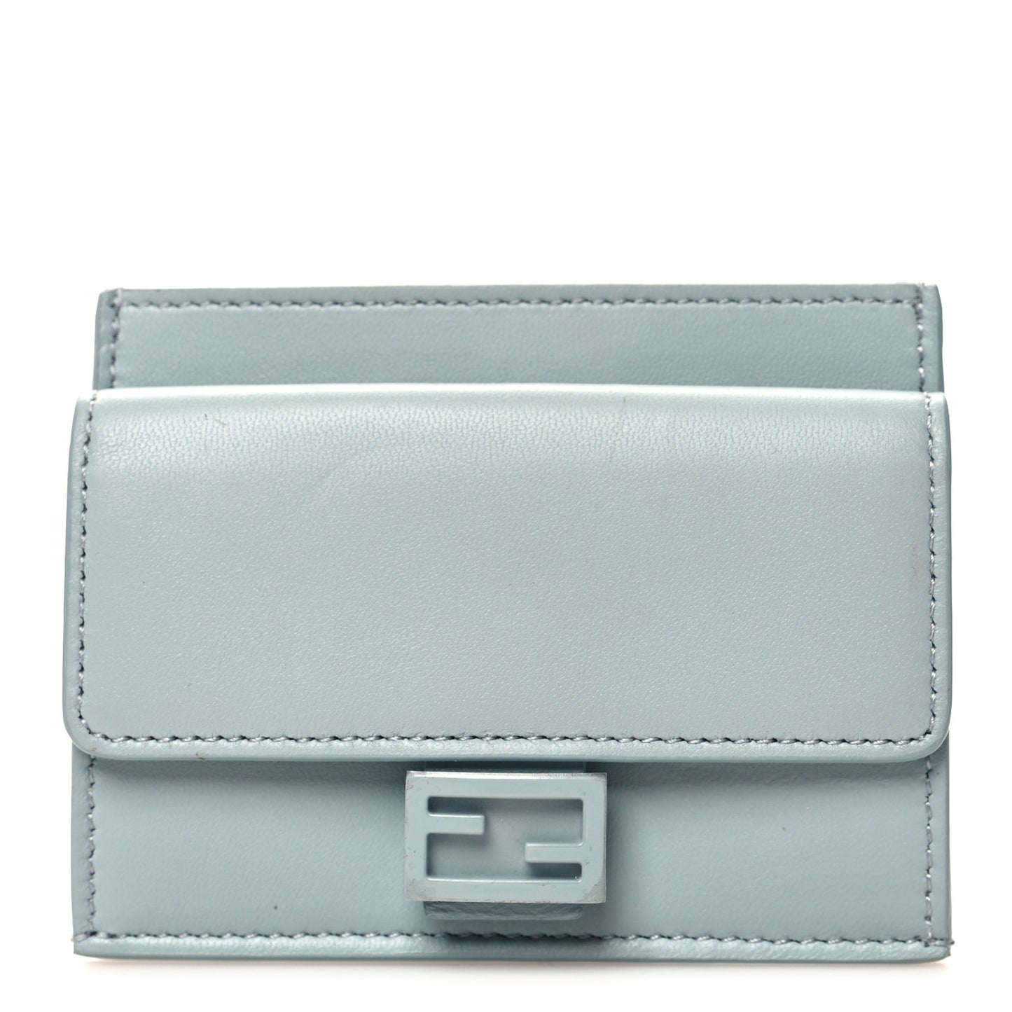 Nappa Matisse Enamel FF Diagonal Embossed Fold Over Card Holder Wallet Blue