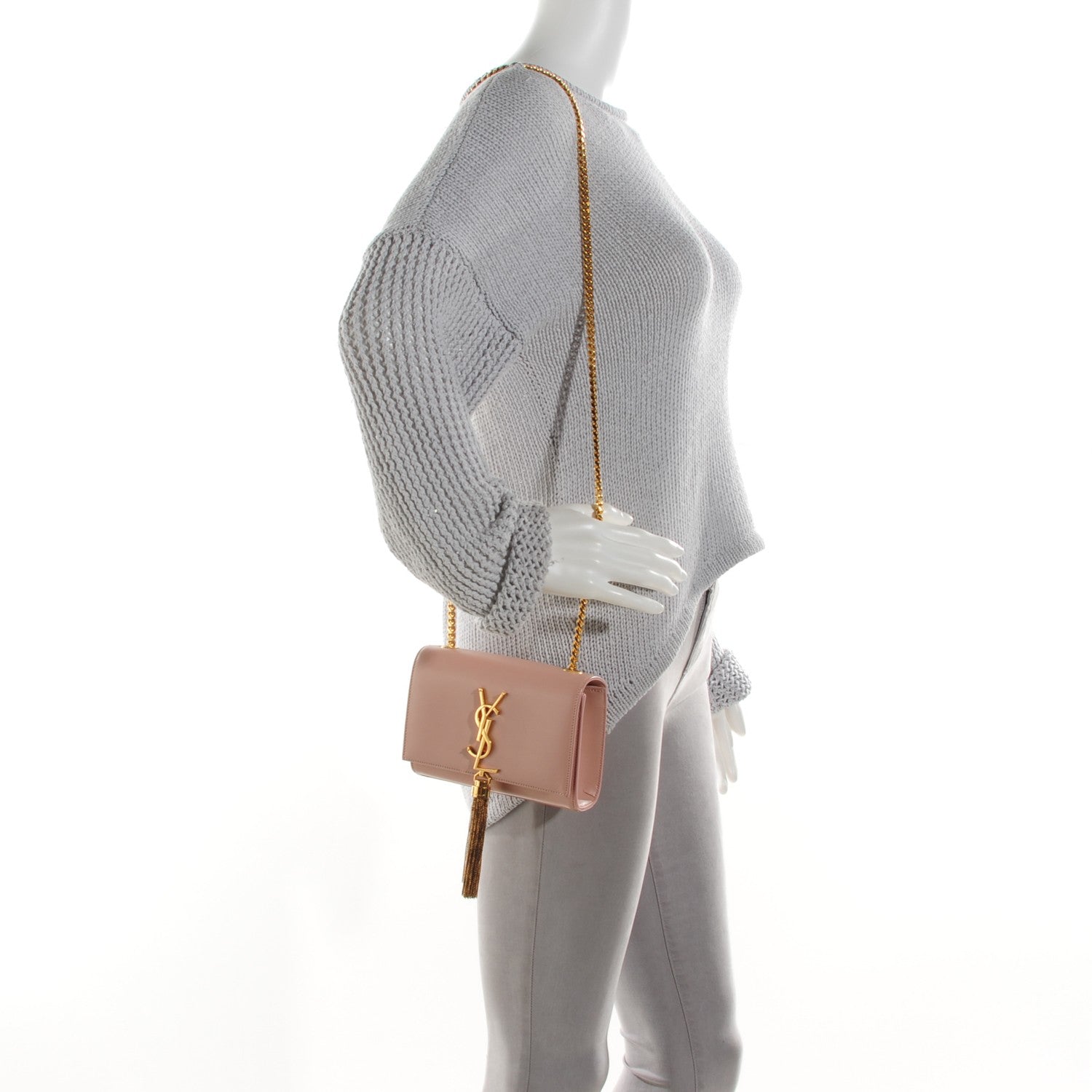 Saint Laurent Calfskin Small Classic Monogram Kate Tassel Satchel Pale Blush 2 of 11