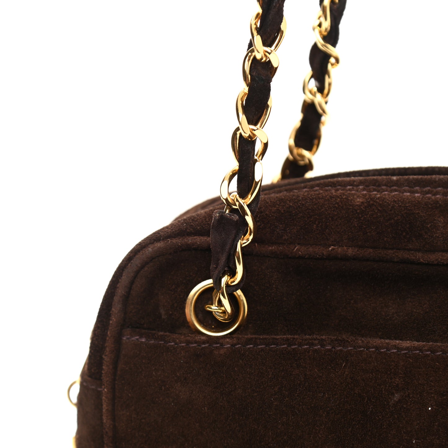 Suede CC Shopping Tote Dark Brown