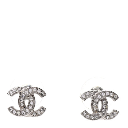 Chanel Crystal Mini Timeless CC Earrings Silver 1 of 5