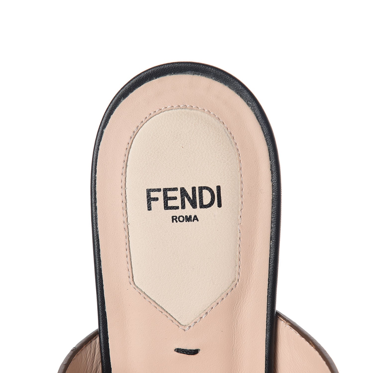 Fendi Vitello FF Embossed Buckle Flat Mules 38.5 Maya Black 8 of 10