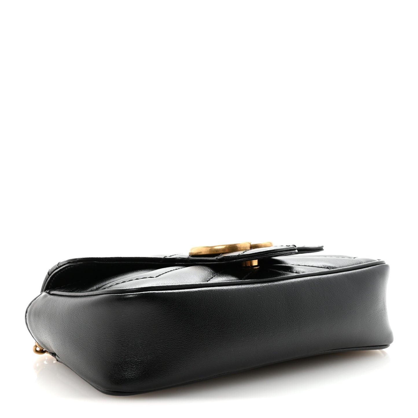 Calfskin Matelasse Super Mini GG Marmont Shoulder Bag Black
