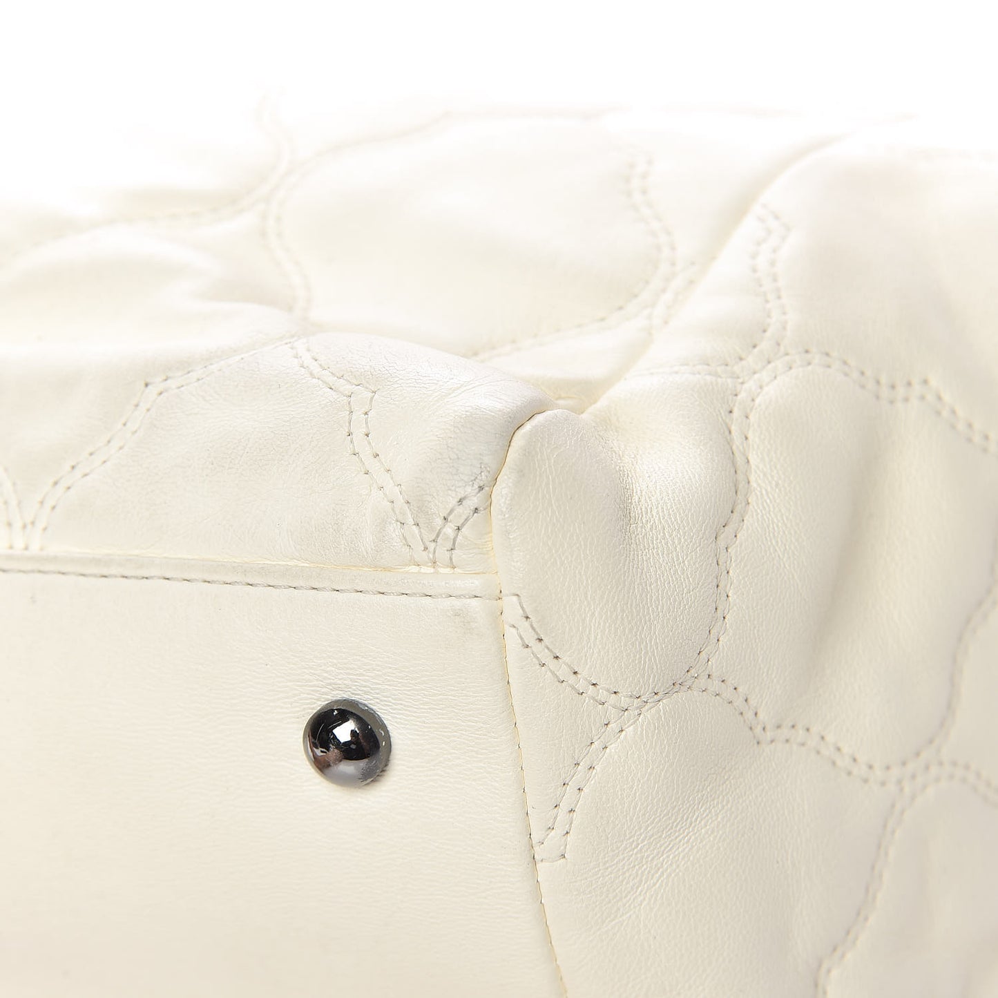 Lambskin Cells Accordion Tote Dark White