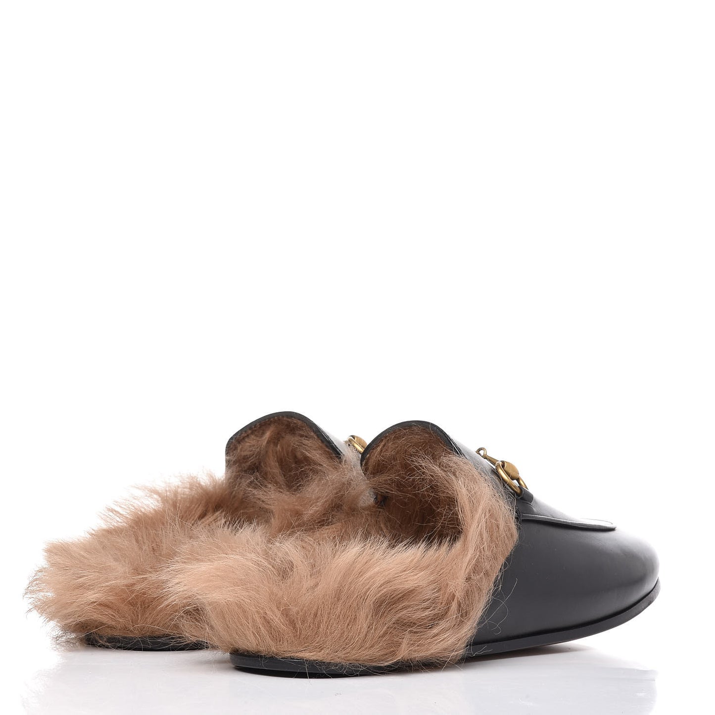 Calfskin Fur Womens Princetown Slippers 37 Black