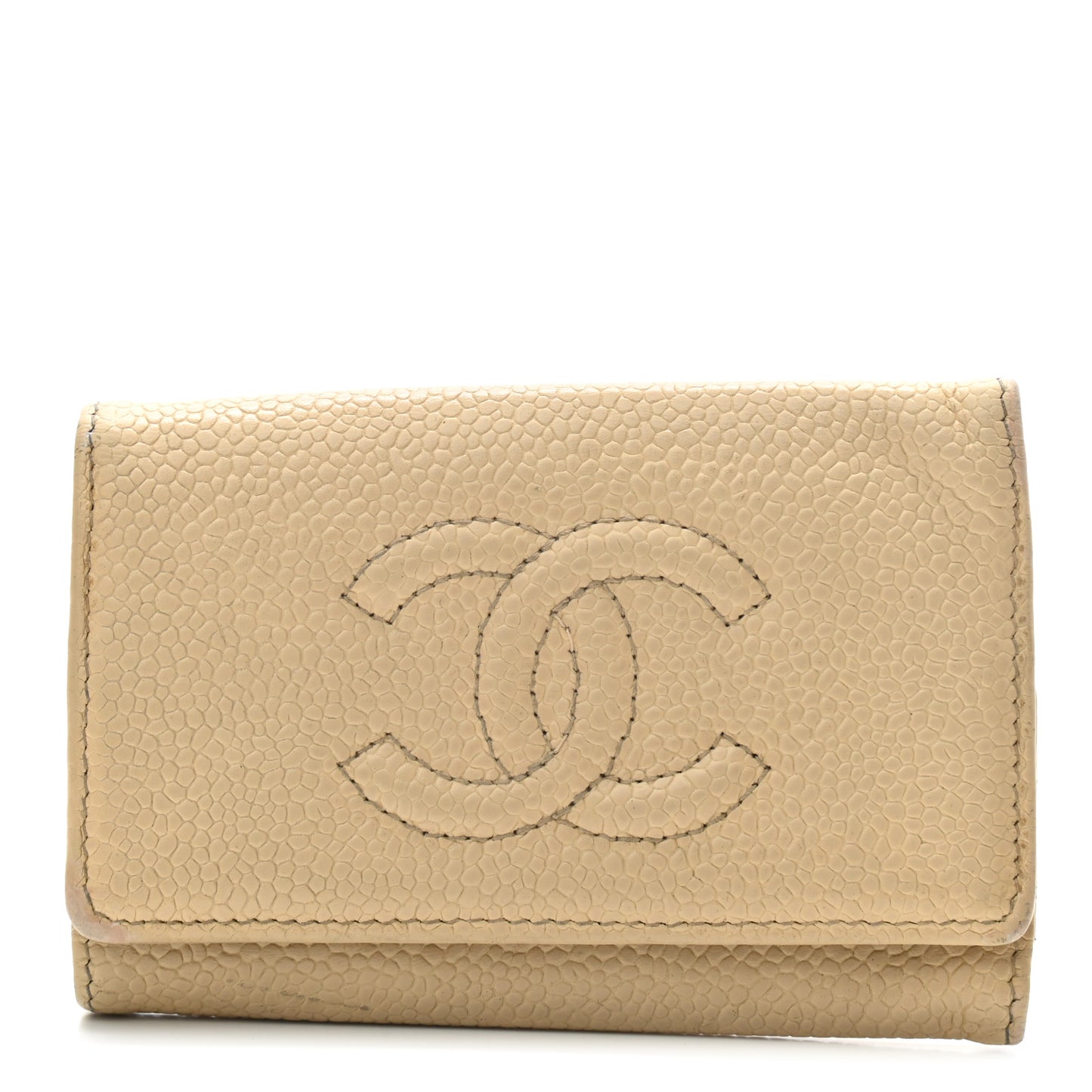 Caviar Timeless CC 6 Key Holder Case Beige