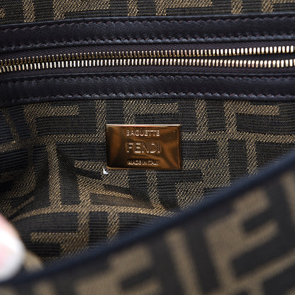 Fendi Fabric Jacquard FF 1974 Medium Baguette Tobacco Moro Black 5 of 9