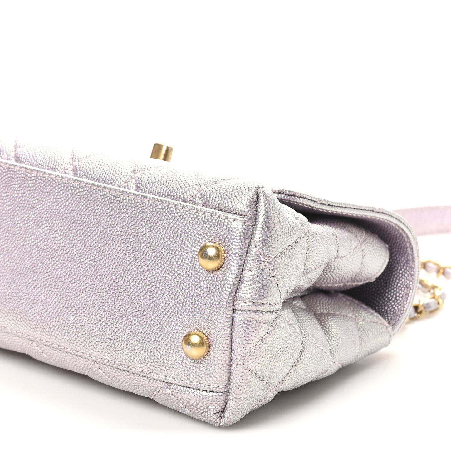 Iridescent Caviar Quilted Extra Mini Coco Handle Flap Light Pink