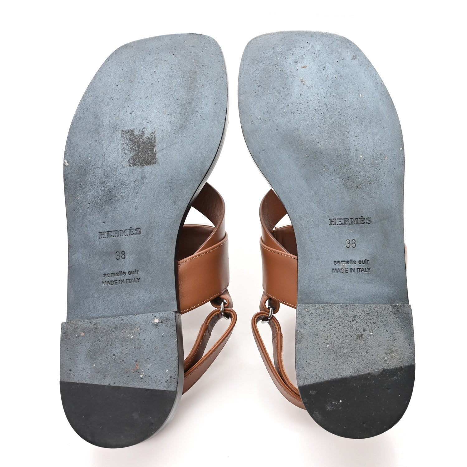 Hermes Calfskin Womens Ines Sandals 38 Gold 6 of 10