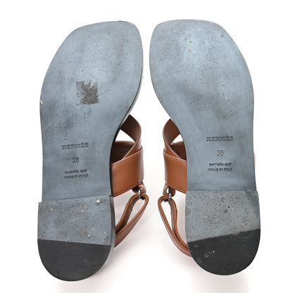 Hermes Calfskin Womens Ines Sandals 38 Gold 6 of 10