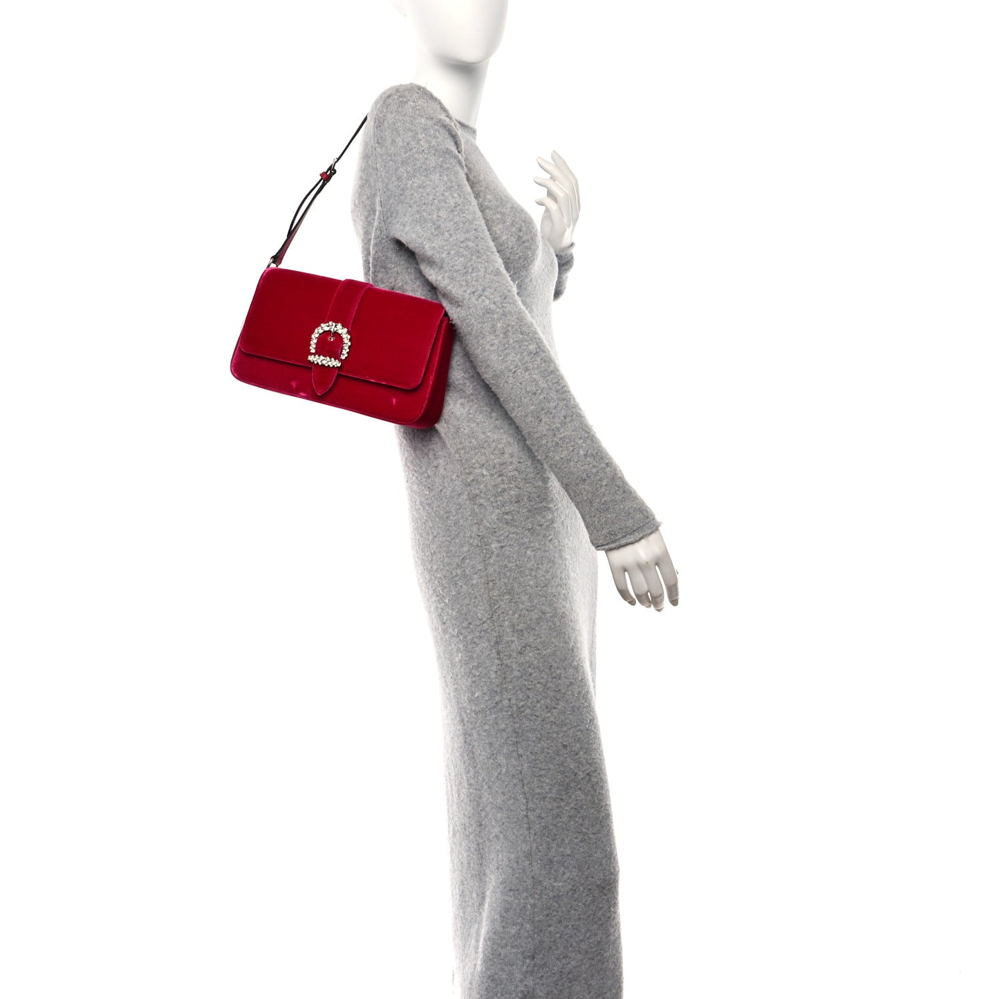Velvet Crystal Cheri Shoulder Bag Royal Red
