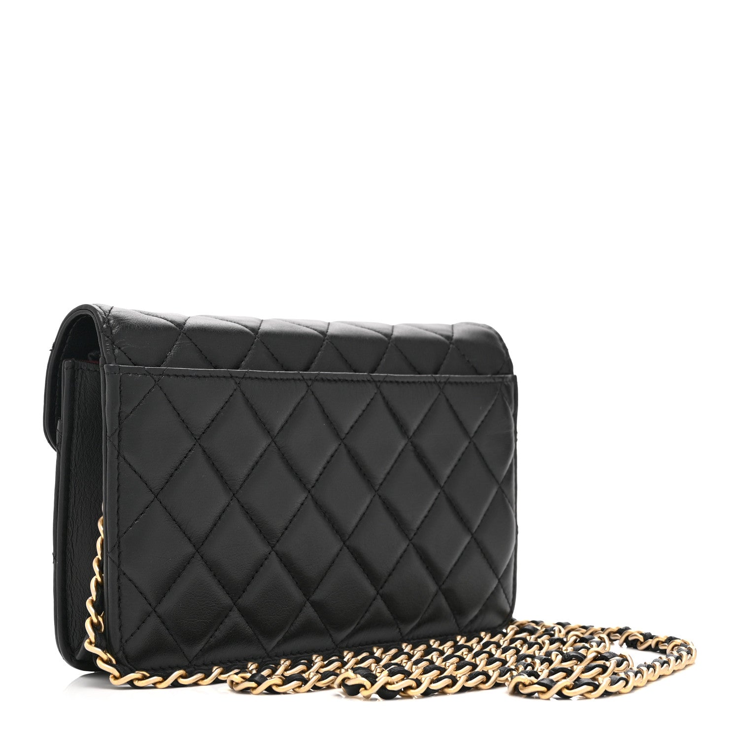 Chanel Calfskin Quilted Enchained Wallet On Chain WOC Black 3 of 10
