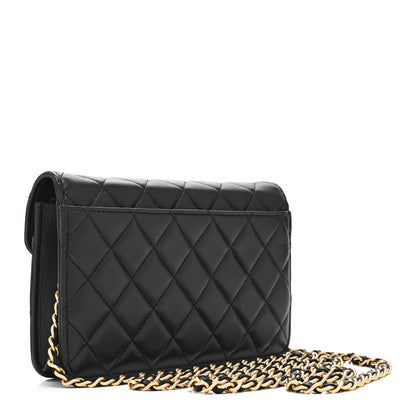 Chanel Calfskin Quilted Enchained Wallet On Chain WOC Black 3 of 10