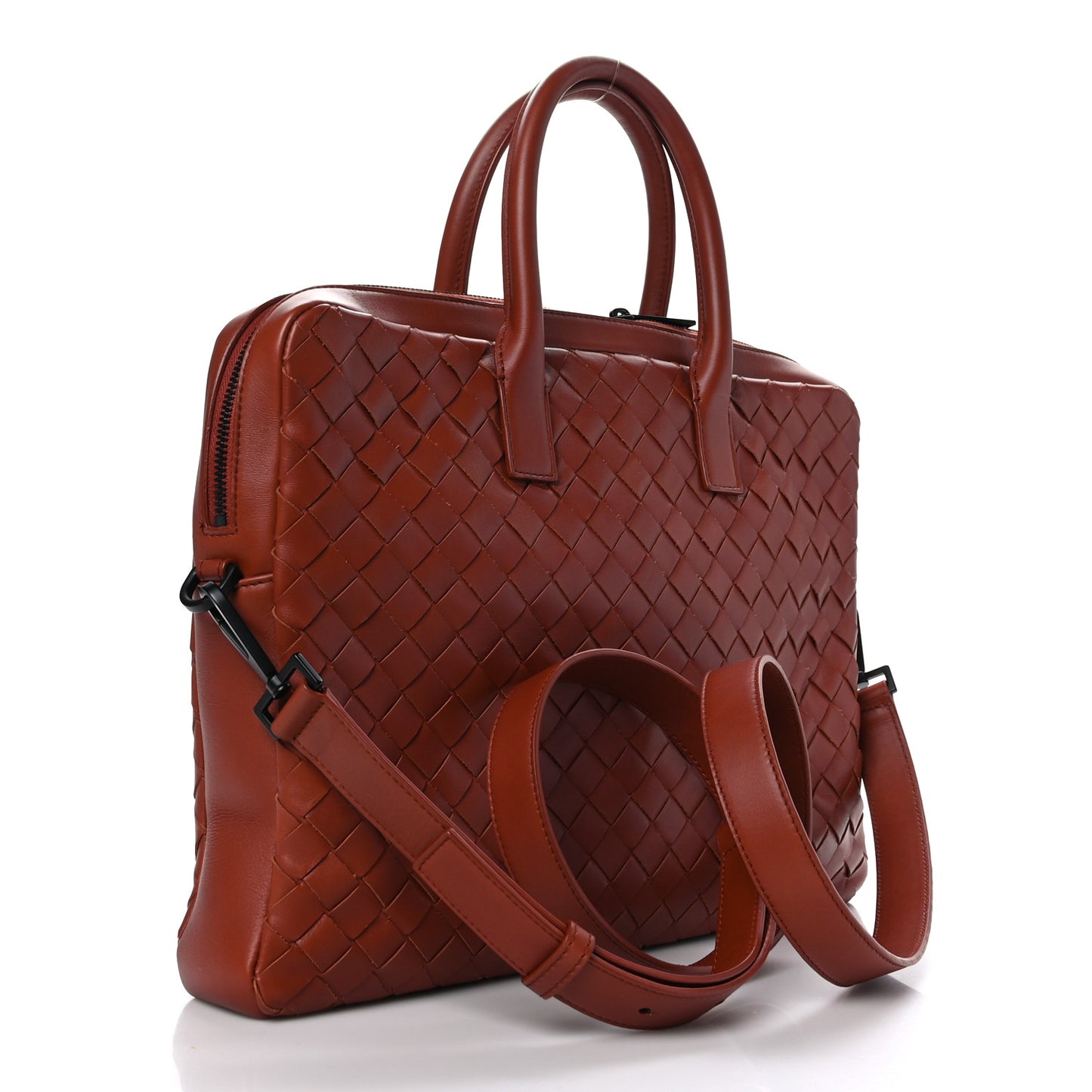 Nappa Intrecciato Briefcase Rust