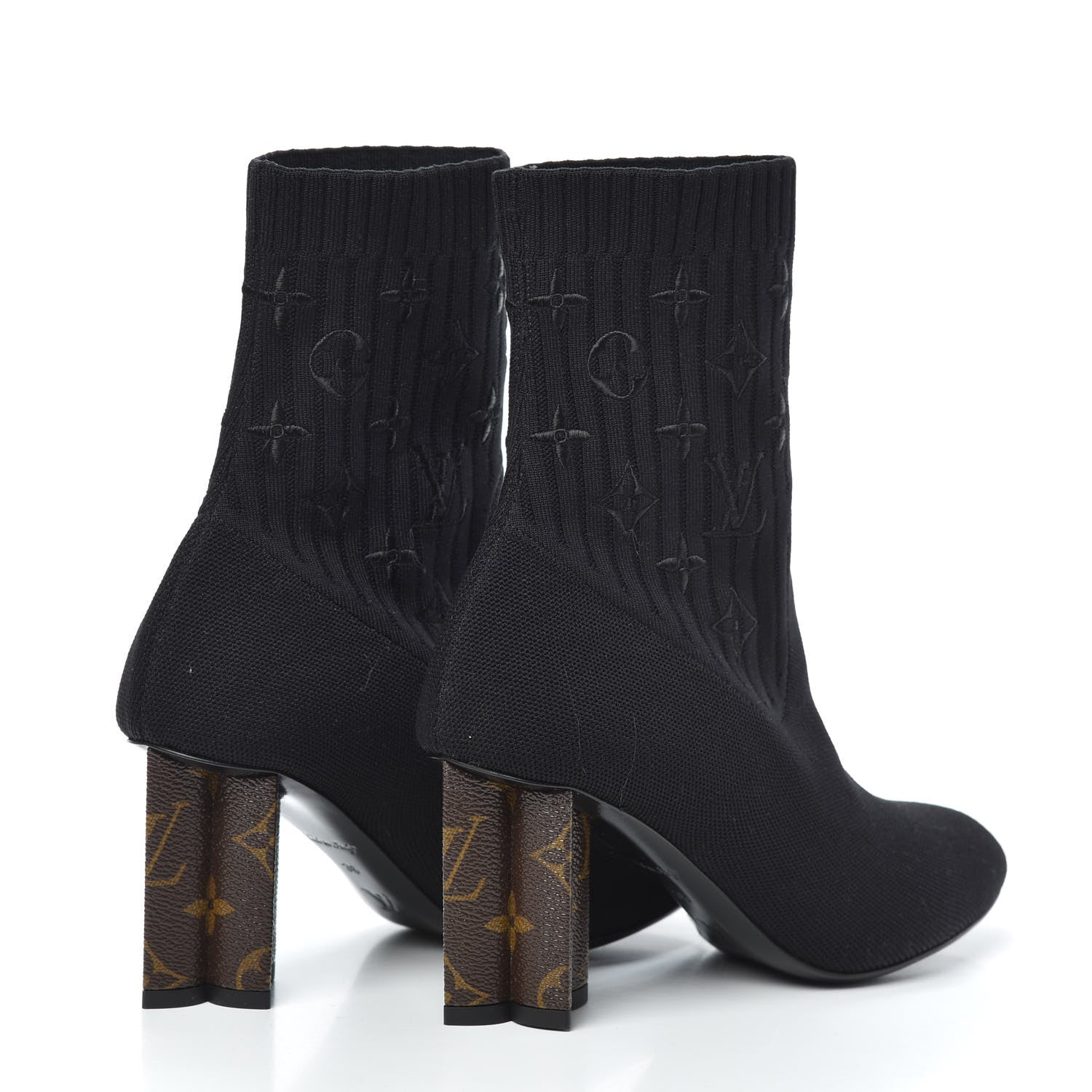 Louis Vuitton Monogram Stretch Fabric Silhouette Ankle Boots 36 Black 4 of 6
