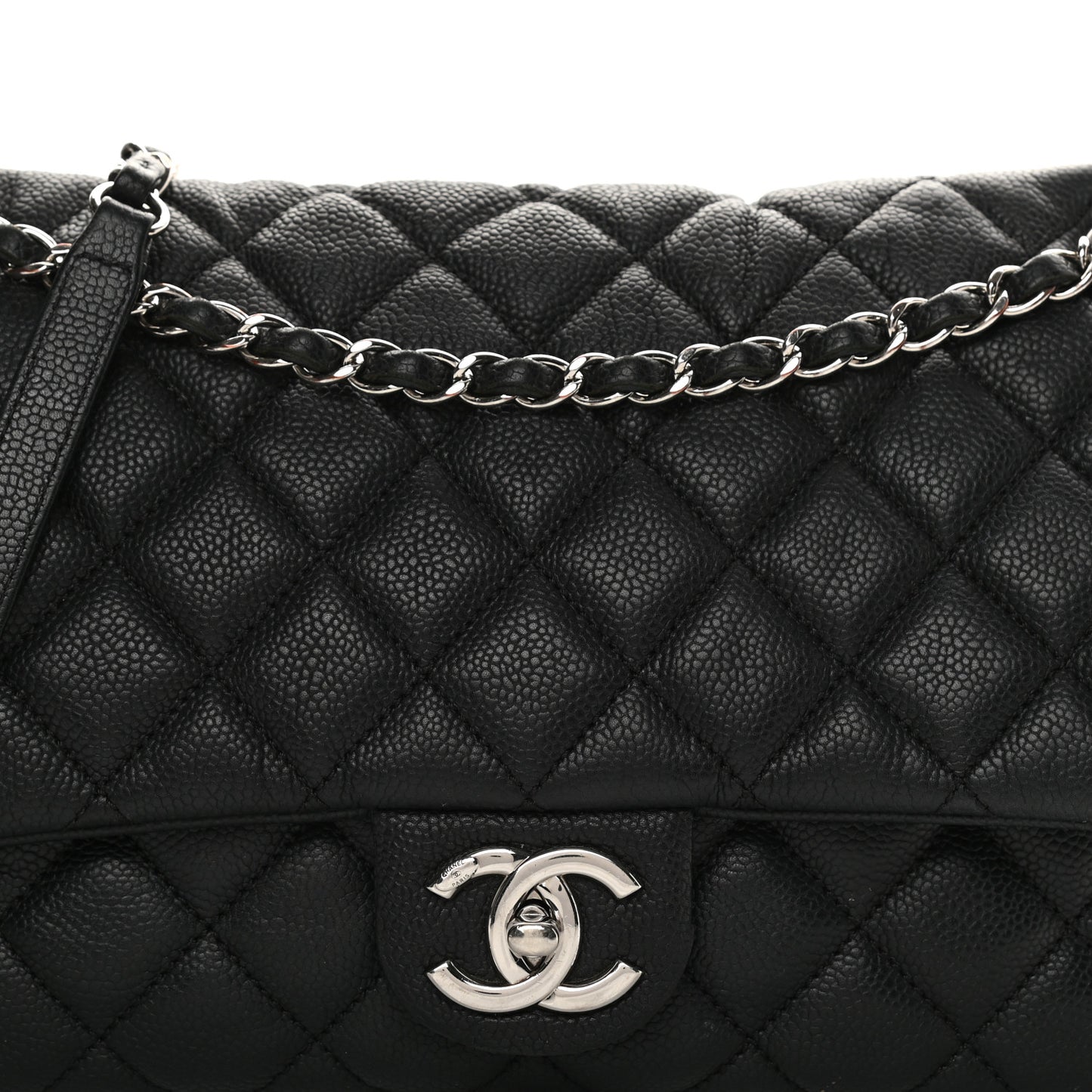 Caviar Quilted Jumbo Easy Flap Black