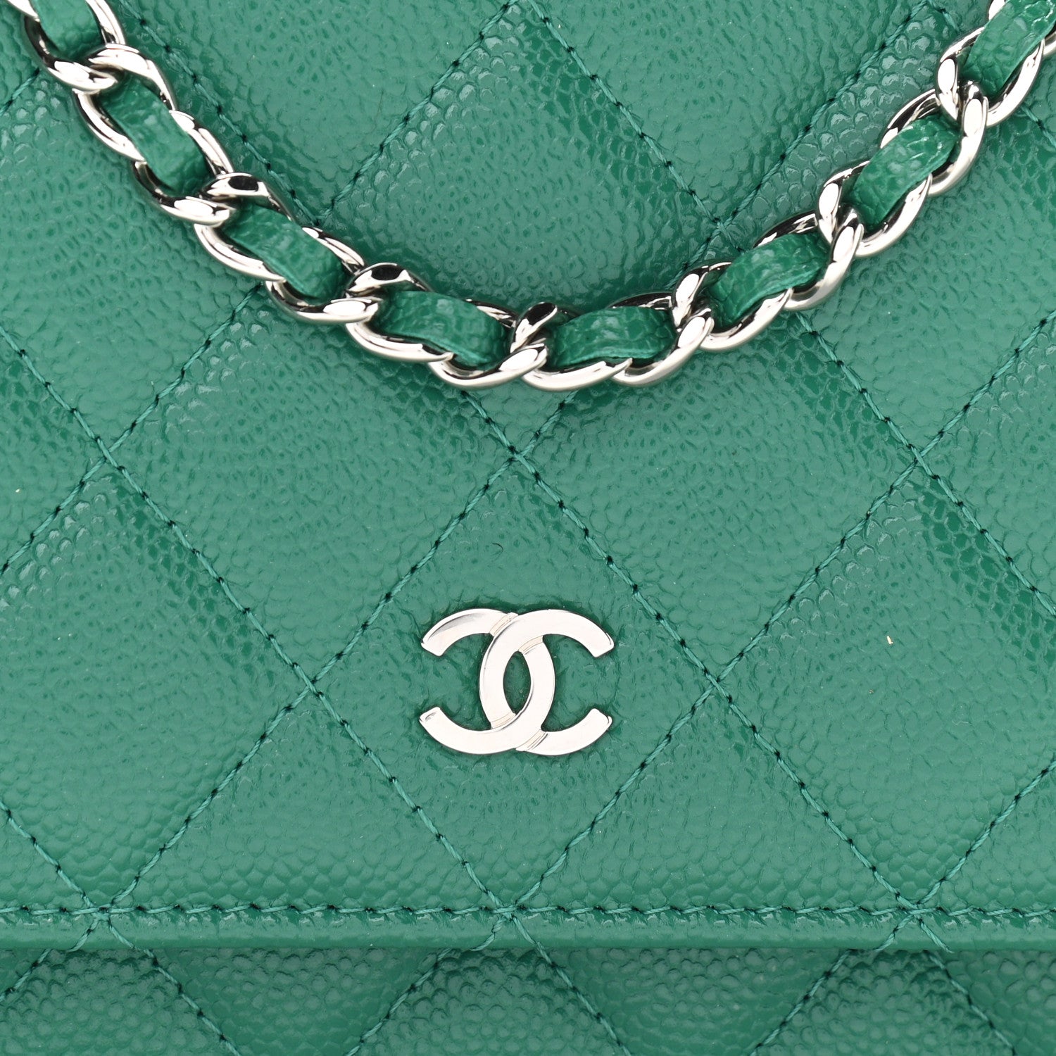Chanel Caviar Quilted Wallet On Chain WOC Green 8 of 11