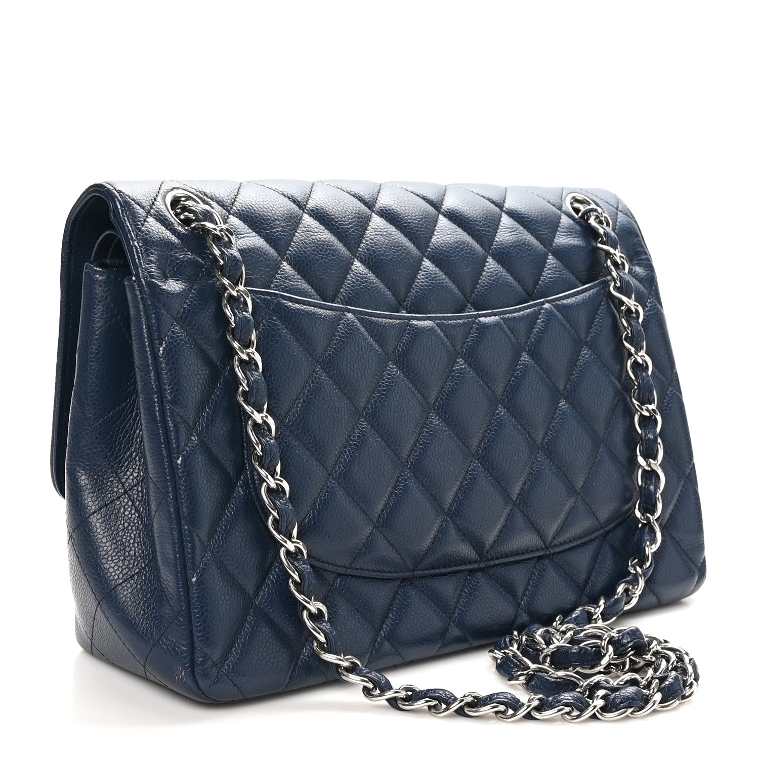 Chanel Caviar Quilted Jumbo Double Flap Navy Blue 2 of 10