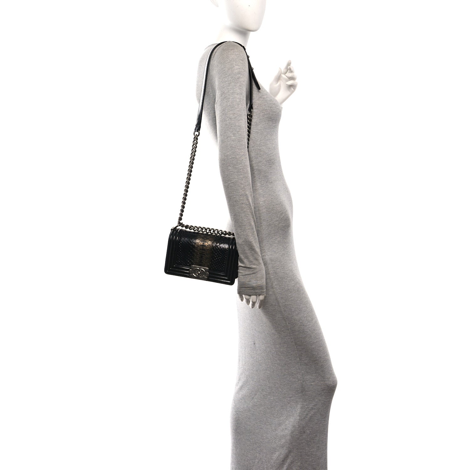 Chanel Patent Calfskin Snakeskin Small Boy Flap Black Silver 2 of 10