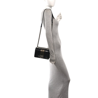 Chanel Patent Calfskin Snakeskin Small Boy Flap Black Silver 2 of 10