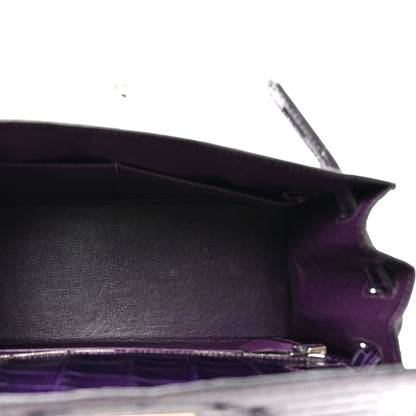 Hermes Shiny Niloticus Crocodile Kelly Sellier 28 Amethyst 8 of 23