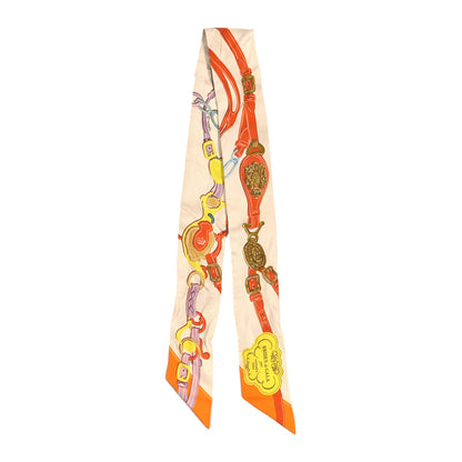 Hermes Silk Brides De Gala Twilly Creme Orange Jaune Vif 2 of 4