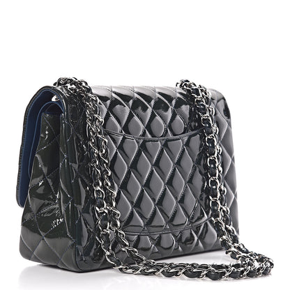 Chanel Patent Quilted Jumbo Double Flap Navy 3 of 18