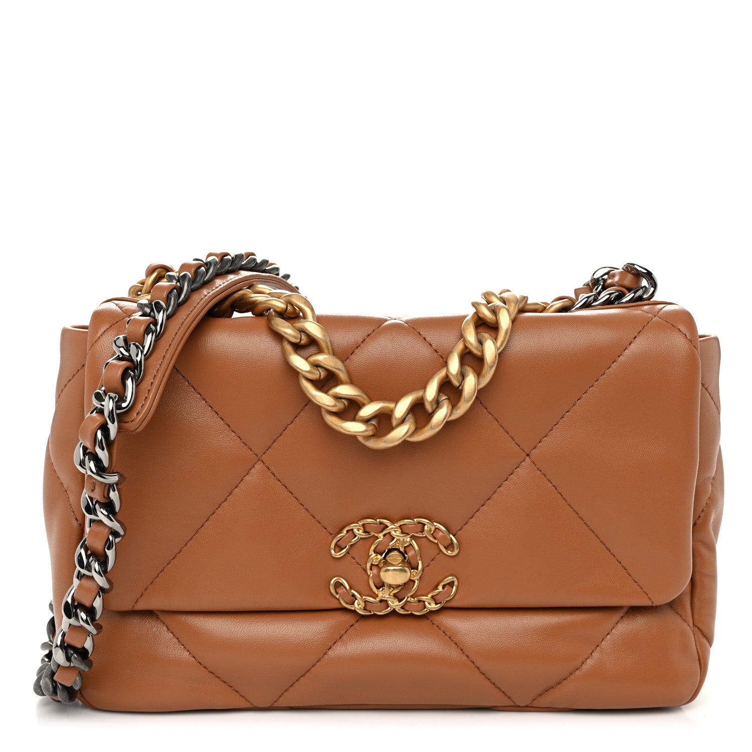 Chanel Lambskin Quilted Medium Chanel 19 Flap Brown 1 of 10
