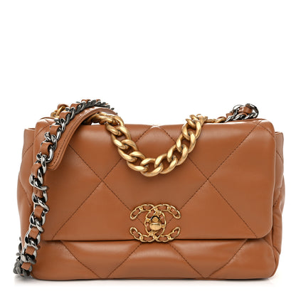 Chanel Lambskin Quilted Medium Chanel 19 Flap Brown 1 of 10
