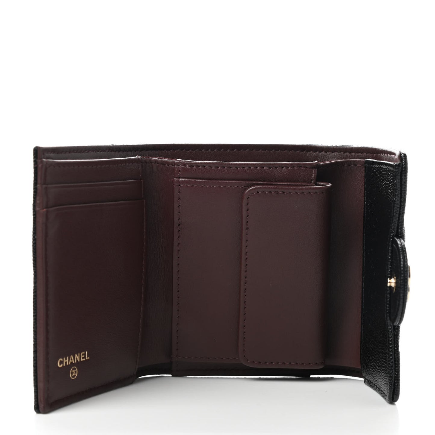Caviar Quilted Flap Card Holder Black
