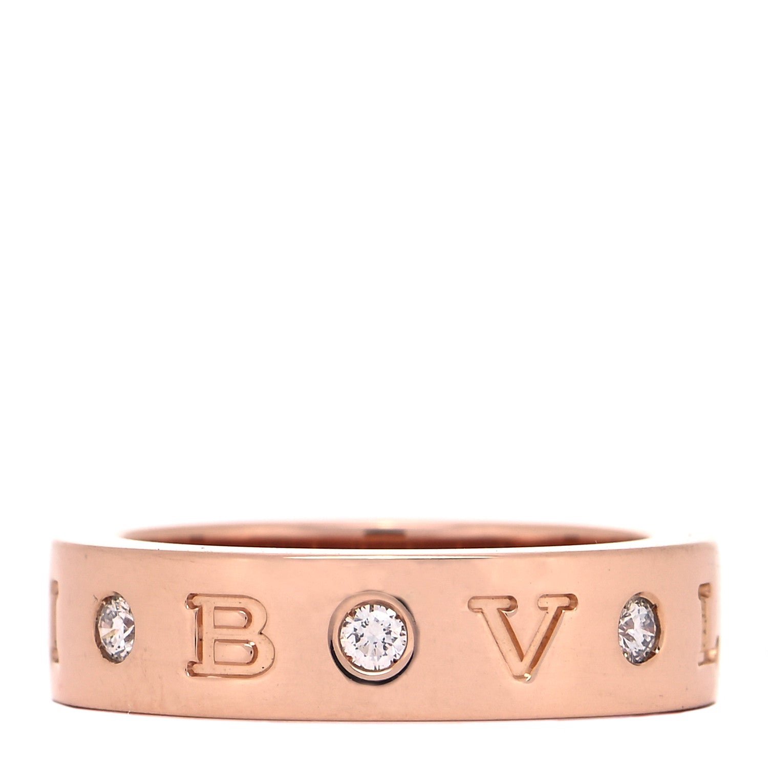 Bulgari 18K Rose Gold 7 Diamond B.Zero1 Essential Band Ring 51 5.75 1 of 5