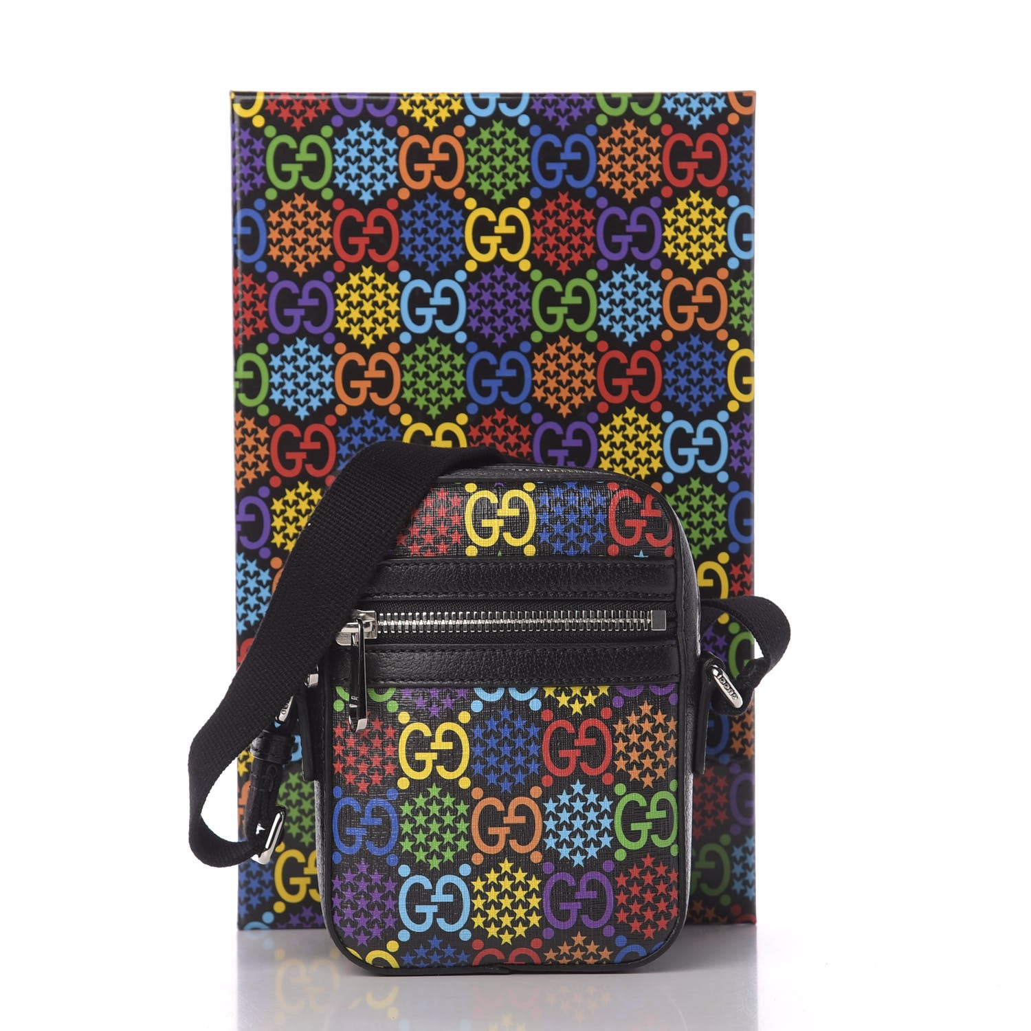 Gucci GG Supreme Monogram Psychedelic Messenger Bag Black 12 of 12