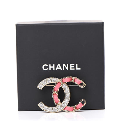 Chanel Lambskin Baguette Crystal CC Chain Brooch Pink Gold 4 of 4