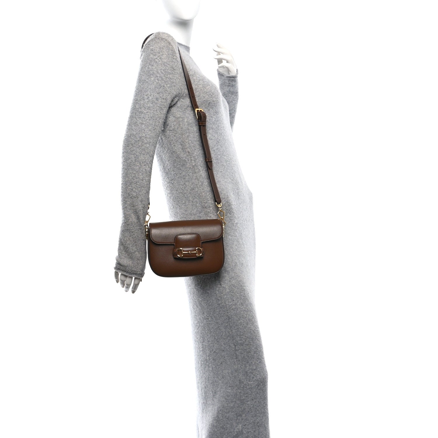 Gucci Azalea Calfskin Web Mini Horsebit 1955 Shoulder Bag Brown Sugar 2 of 10