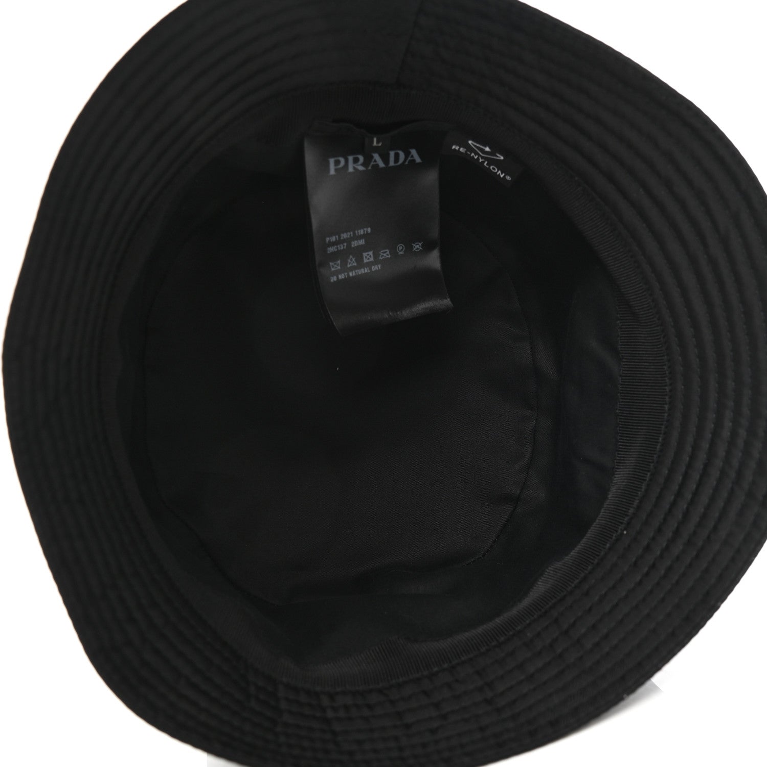 Prada Re-Nylon Metal Triangle Logo Mens Bucket Hat L Black 7 of 8