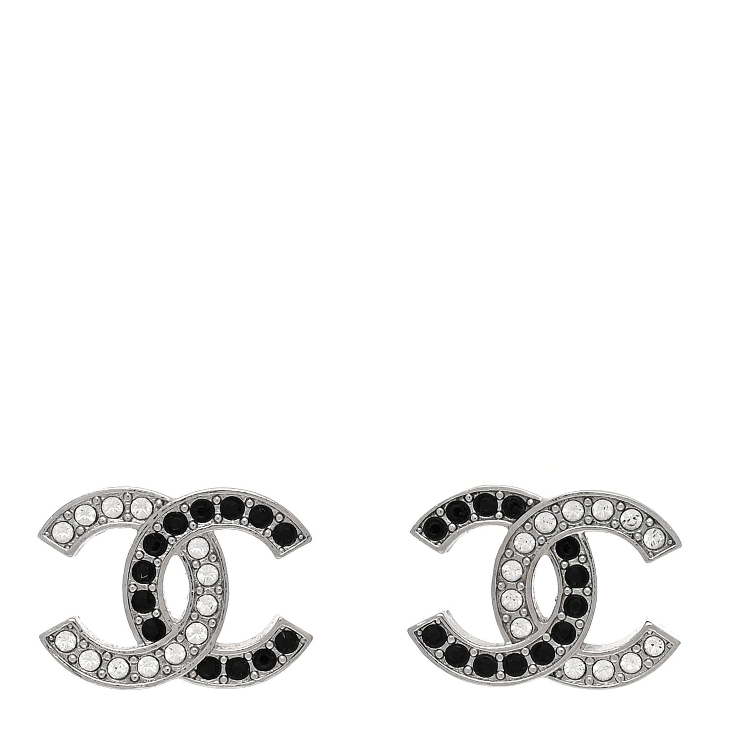 Crystal CC Earrings Silver Black