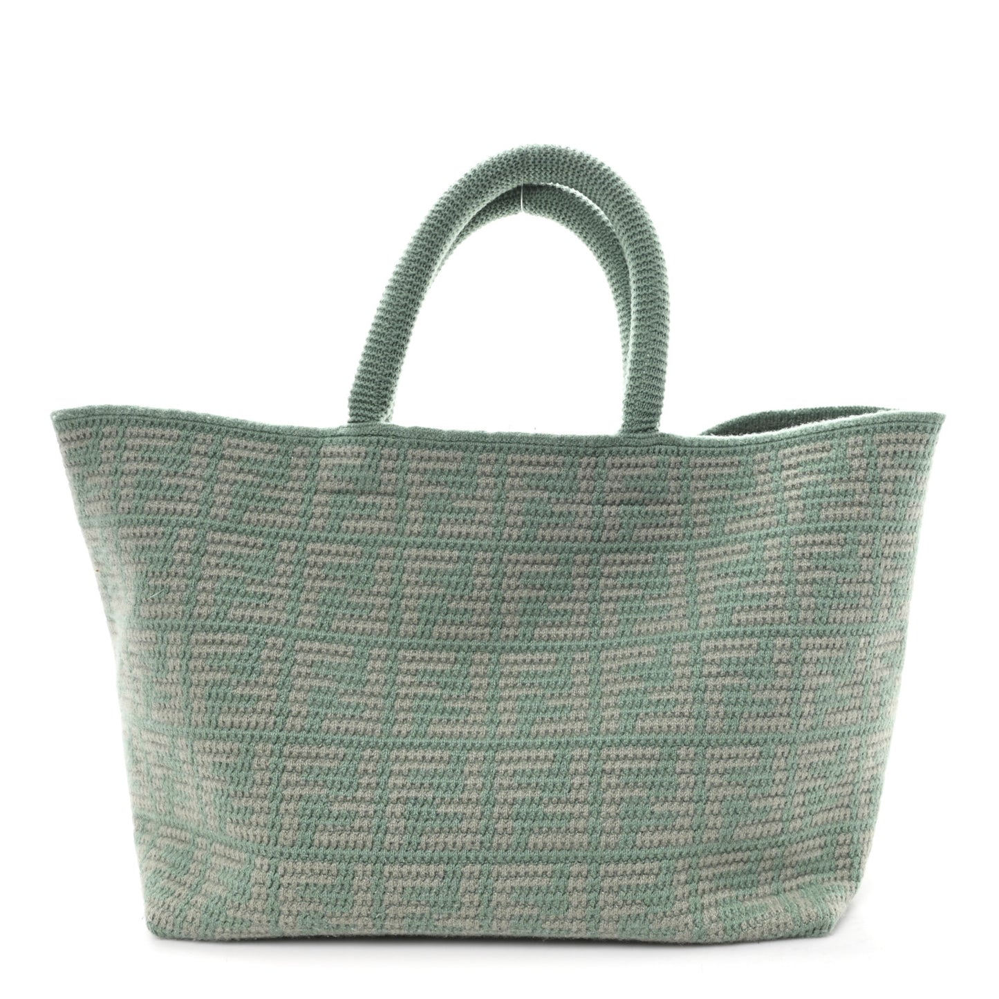 Cashmere Knit FF Large Shopper Tote Verde Islanda