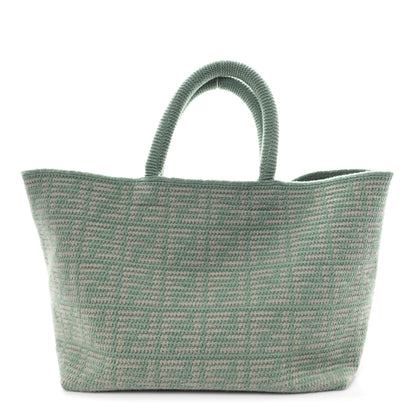 Fendi Cashmere Knit FF Large Shopper Tote Verde Islanda 1 of 9